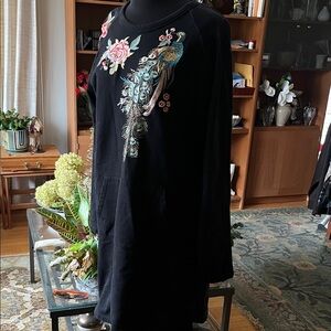 DRIFTWOOD Black Dress with Colorful Embroidery